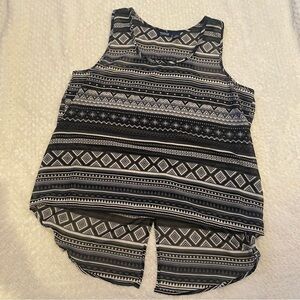 Mileage Sheer tank top split criss cross back hi front low back